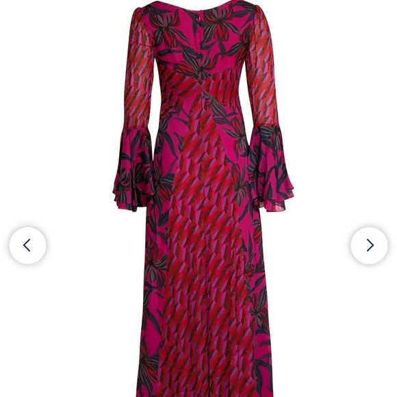 Diane Von Furstenberg Dresses & Skirts - DVF Pink and Red Tropical Print Chiffon Dress